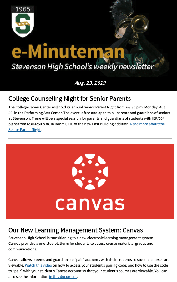 Student engagement email example