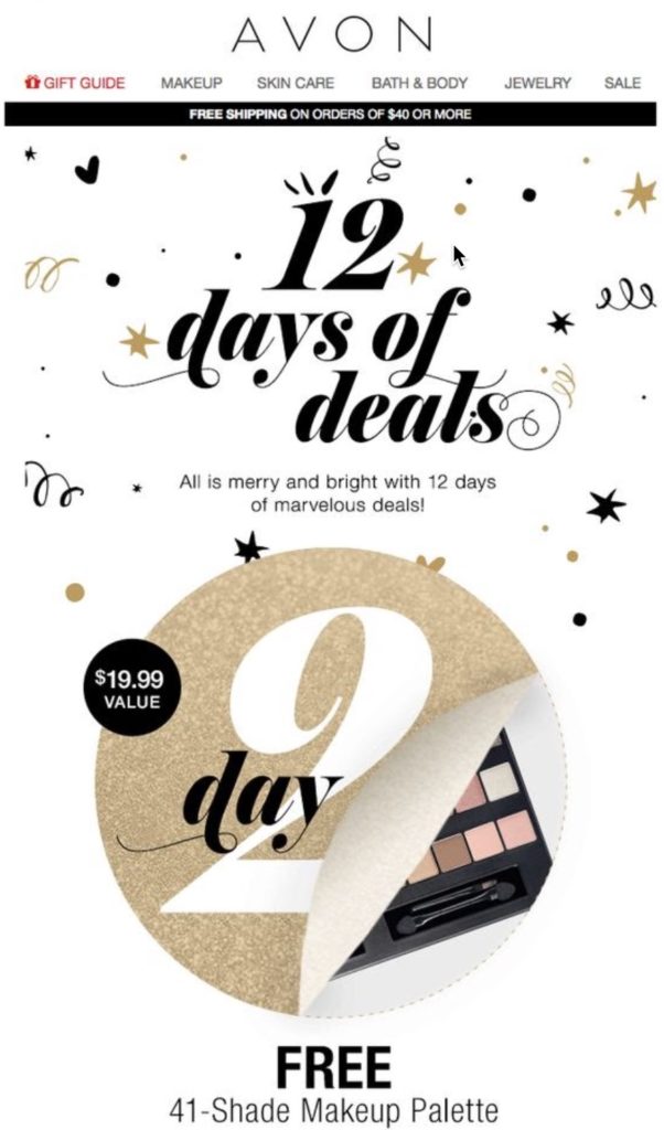 Holiday deals announcement email