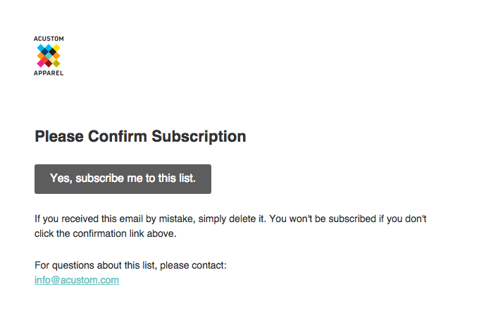 Double opt-in email example