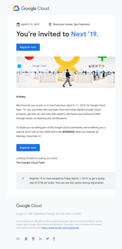 Event announcement email template