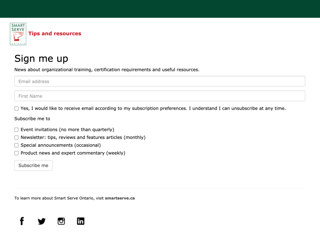 CASL compliant opt-in form template