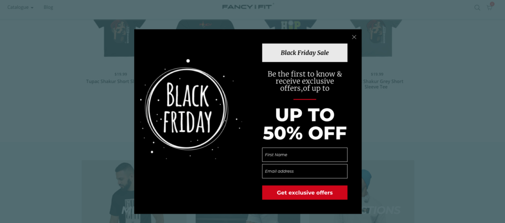 Black Friday discount from online store used as a lead magnet idea