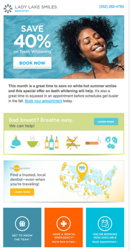 Healthcare email sample offering a promotion