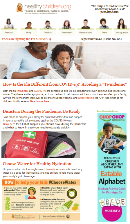 Email newsletter idea to patients that shares tips on how to be safe from COVID