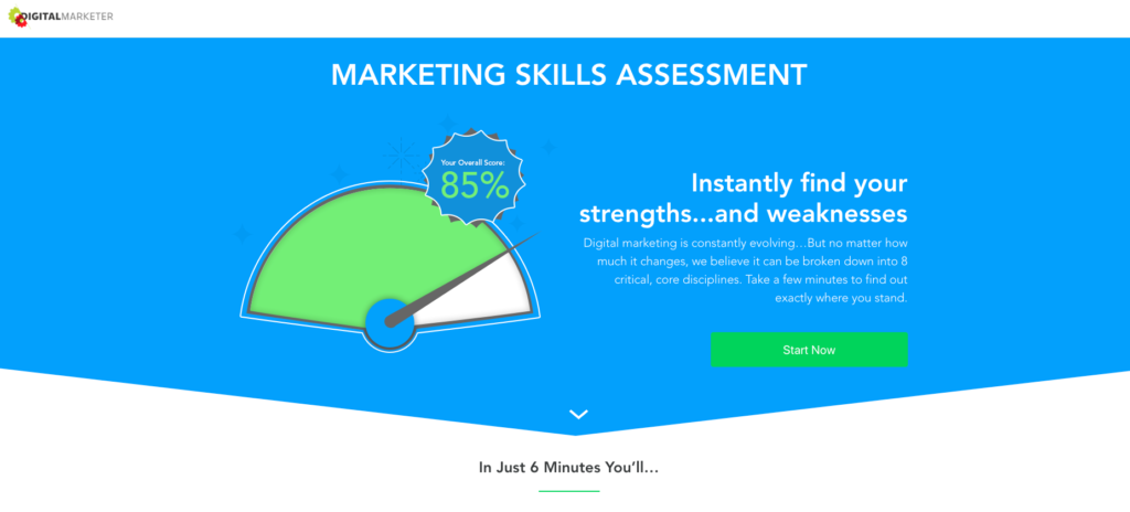 Free audit and assessment lead magnet idea used by Digital Marketer