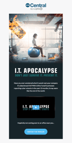 B2B email example includes a video
