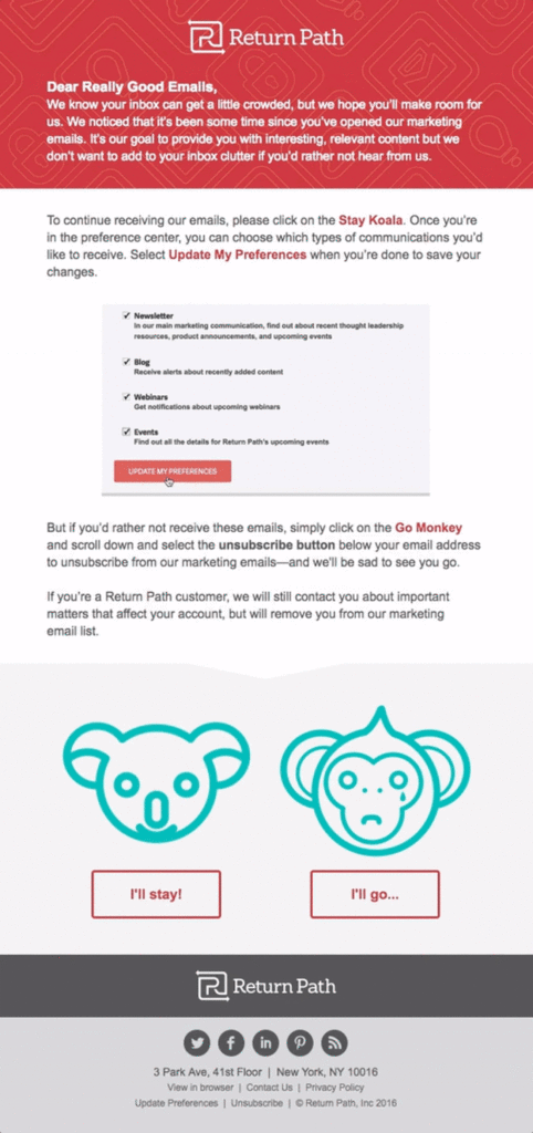 Re-engagement email sample from Return Patch