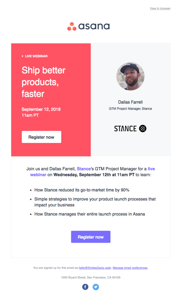 Introducing host in webinar invitation email